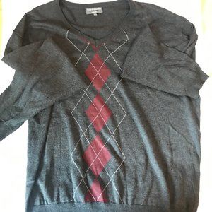 Red/Gray Men's Cardigan Sweater